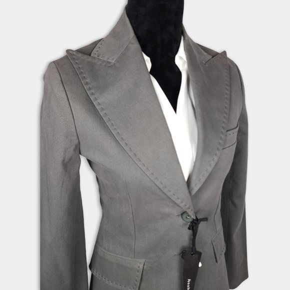 NWOT AnnaRita N Gray Olive Green Blazer Jacket Size 6 - Picture 2 of 12